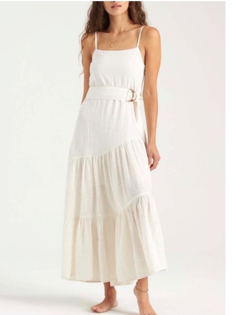 Billabong Cottagecore Boho White Island Spirit Tiered Maxi Dress
